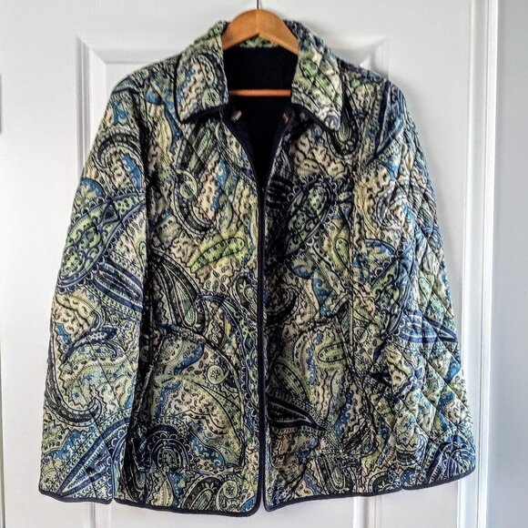 Blassport Jackets & Blazers - Blassport Blue Paisley Quilted Reversible Jacket